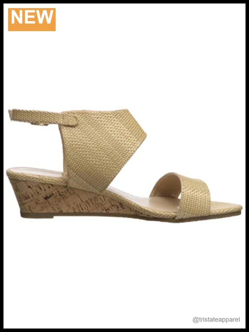 Callisto Raffia Cork Wedge Sandal Ankle Strap Rhinestone Comfort